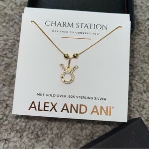 Alex and Ani 14KT GOLD OVER .925 STERLING SILVER Necklace Taurus Charm